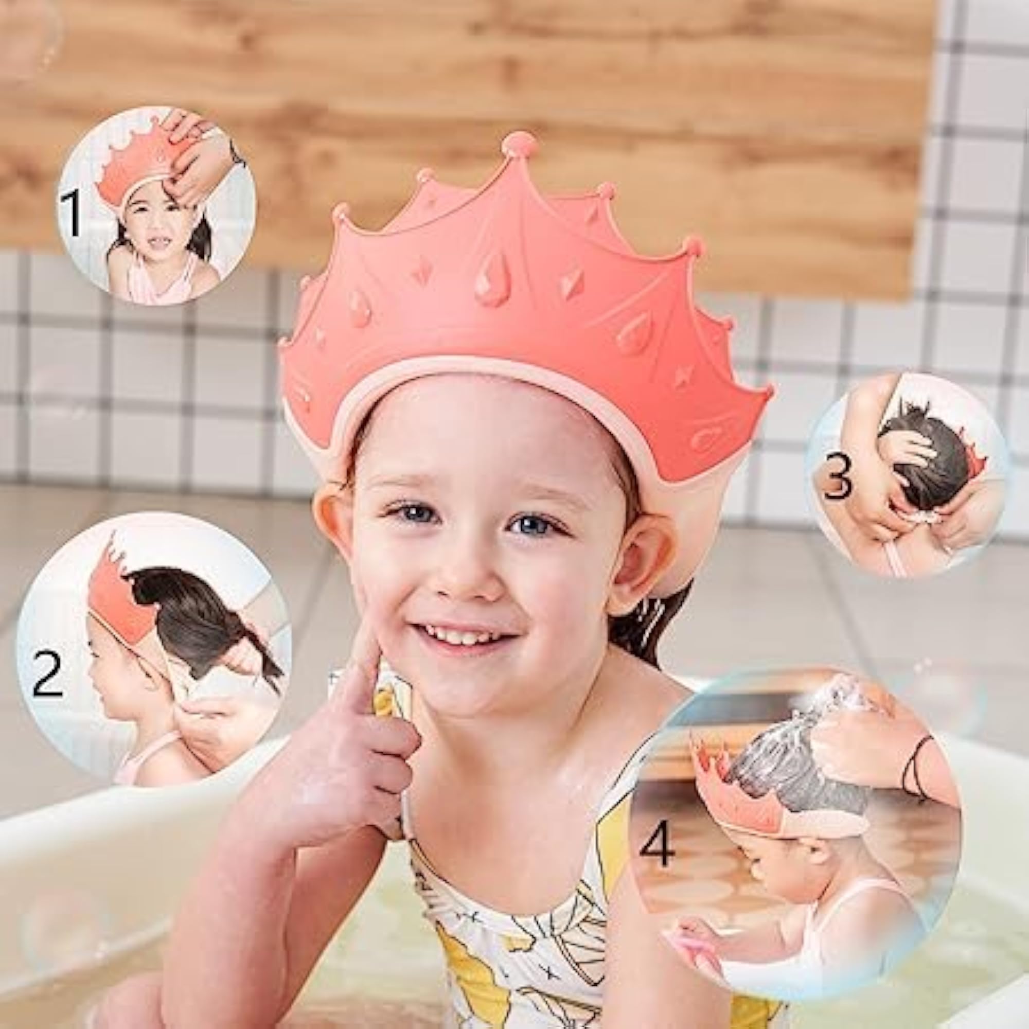 Baby Shower Cap Shield for Kids, Waterproof Shampoo Hat